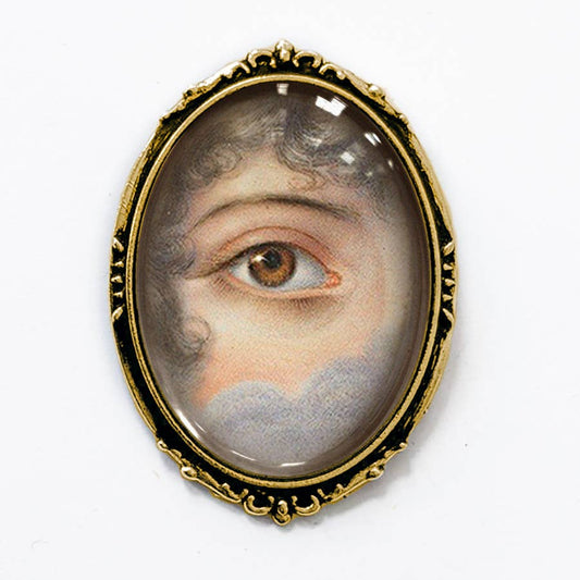Lover’s Eye Brooch Victorian Eye Painting | Vintage Glass Cabochon Pin