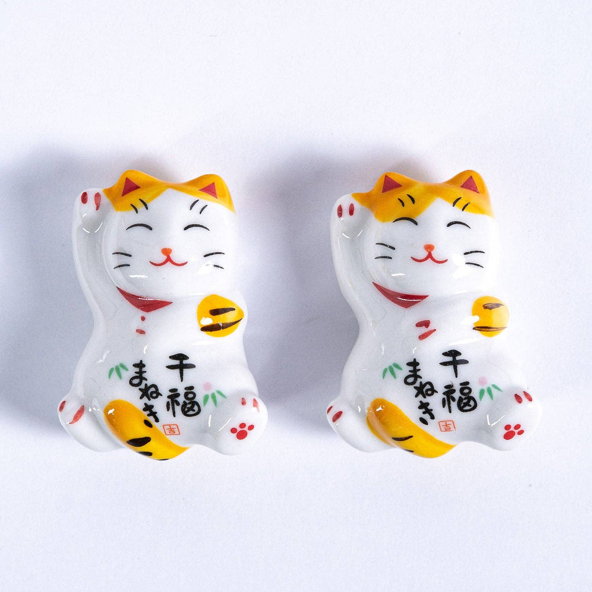 Lucky Cats Chopsticks, Rests and Sauce Dishes Gift Set | 2 Pairs