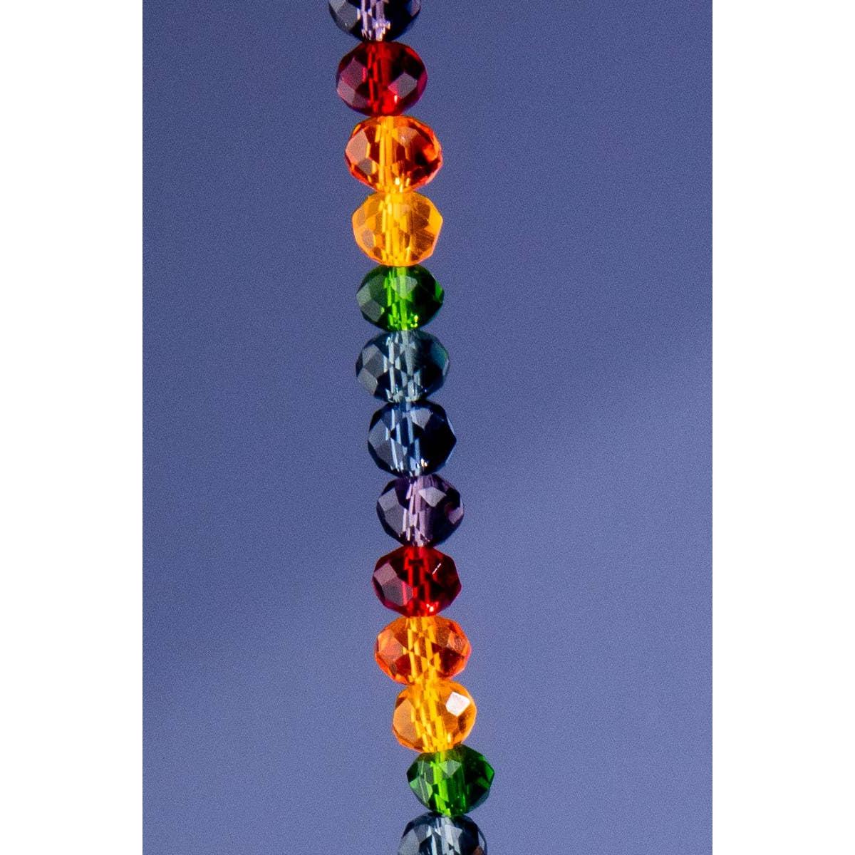 Luna Beaded Rainbow Necklace | Silver Witchy Crescent Moon Long Statement Necklace