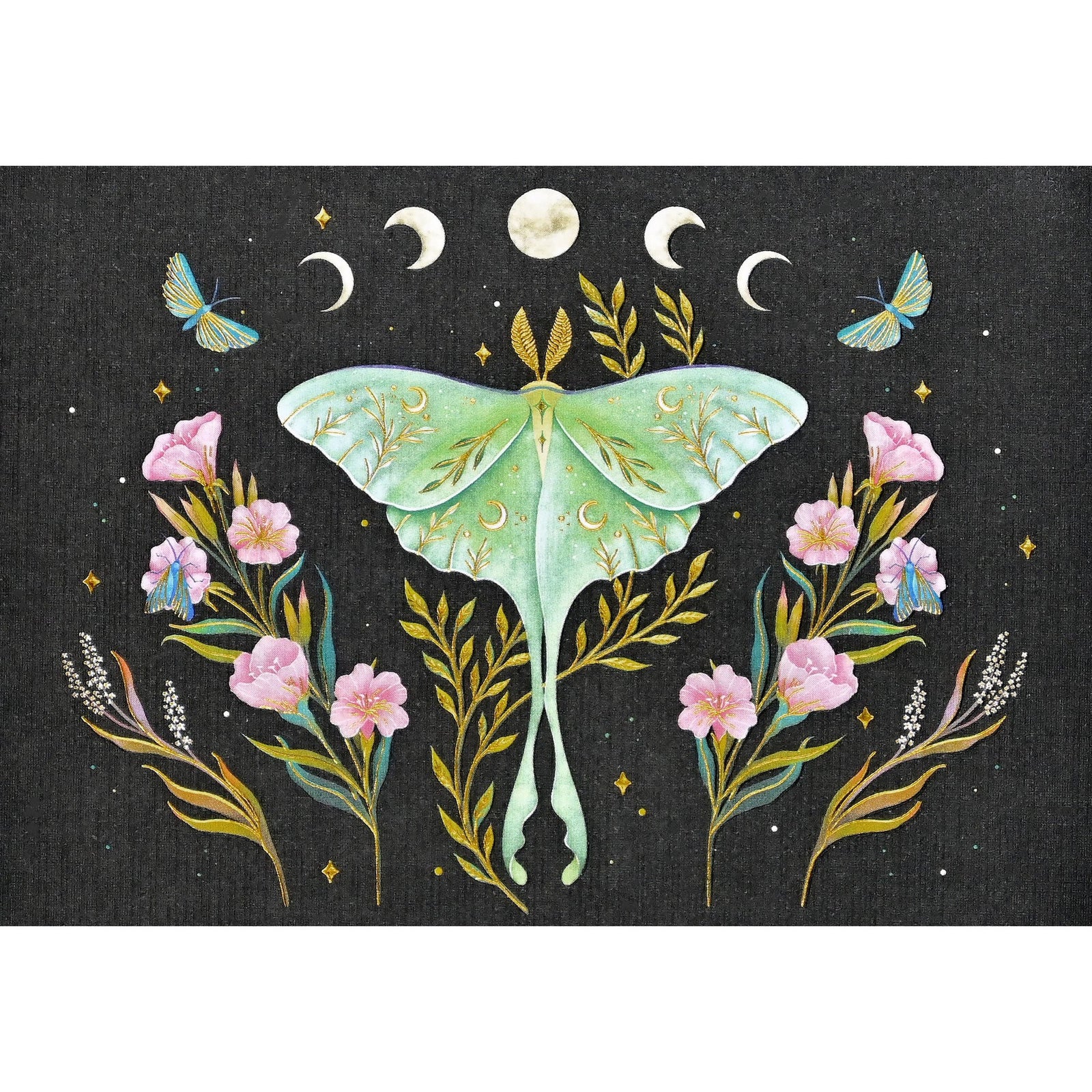 Luna Moth Note Cards | Florals Stars Nocturnal Butterflies | 14 Note Cards
