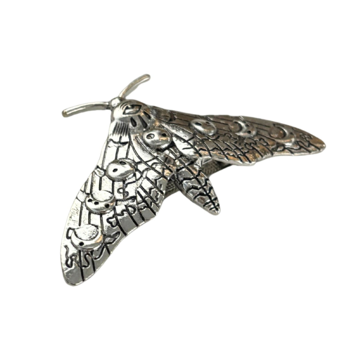 Luna Moth Silver Metal Barrette | Celestial Hair Clip with Squeeze-Tab Closure