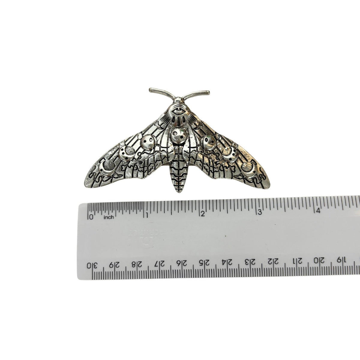 Luna Moth Silver Metal Barrette | Celestial Hair Clip with Squeeze-Tab Closure