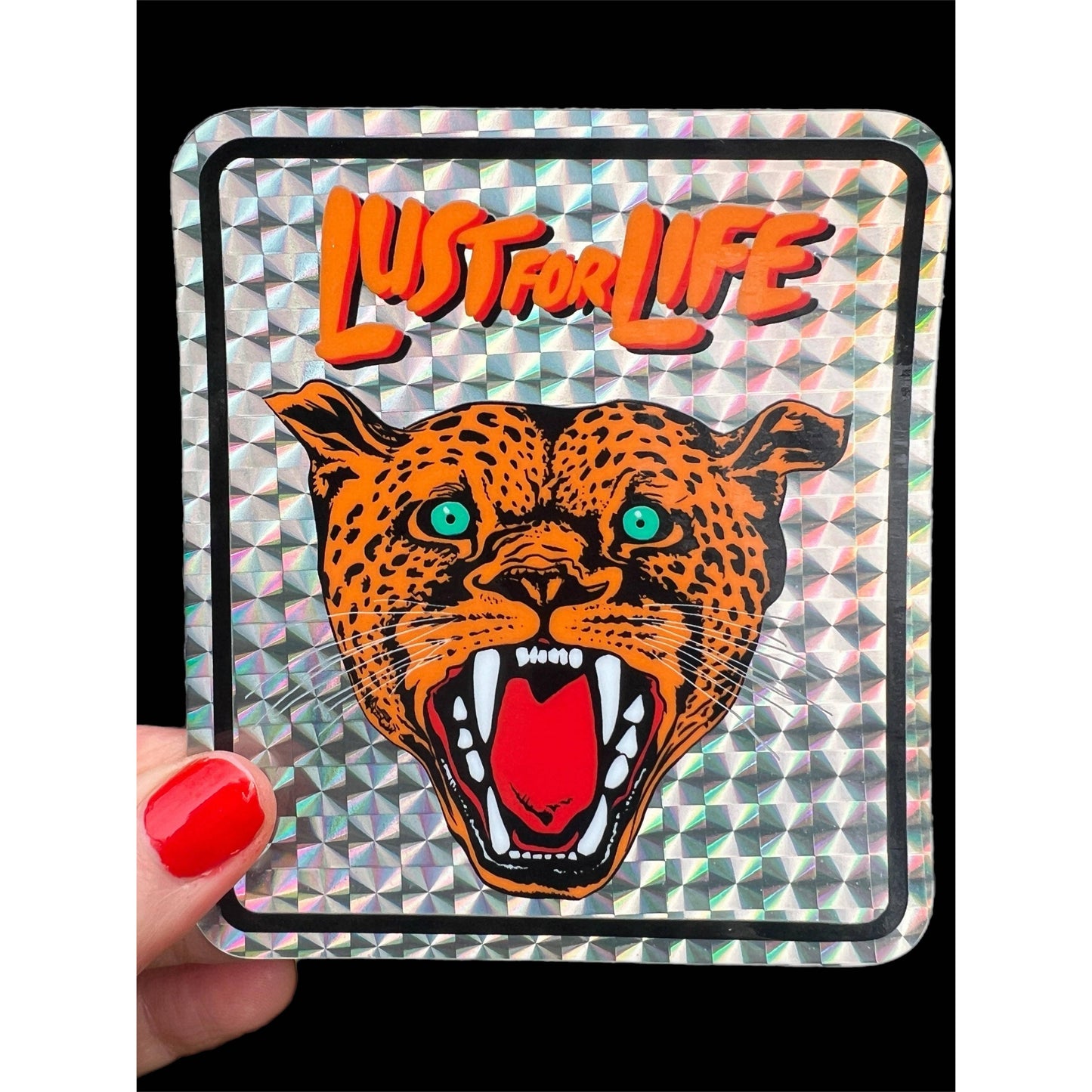 Lust for Life Holographic Vinyl Sticker | 4 Inch Retro Leopard Waterproof Decal