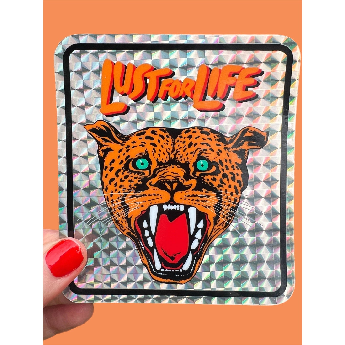 Lust for Life Holographic Vinyl Sticker | 4 Inch Retro Leopard Waterproof Decal