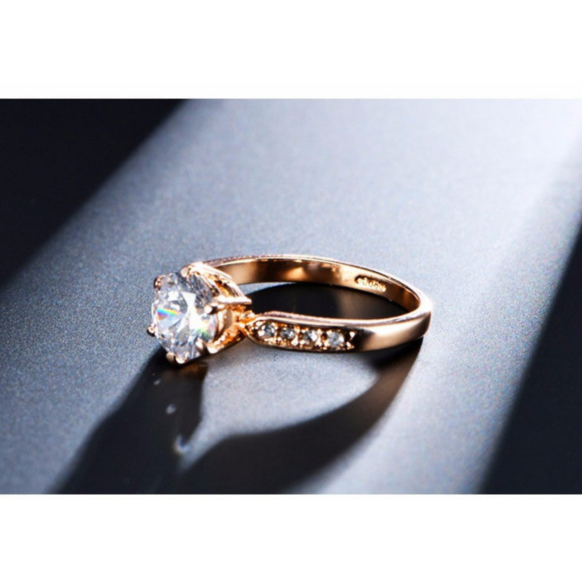 Luxe Cubic Zirconia Solitaire Ring | Fake Engagement Ring | Rose Gold or Platinum | Sizes 5.5–9