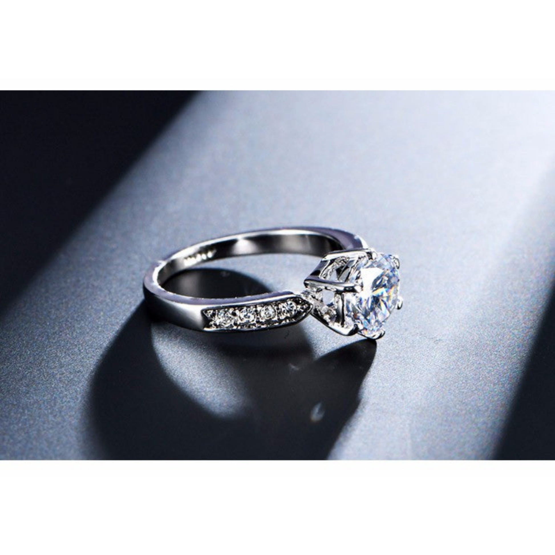 Luxe Cubic Zirconia Solitaire Ring | Fake Engagement Ring | Rose Gold or Platinum | Sizes 5.5–9