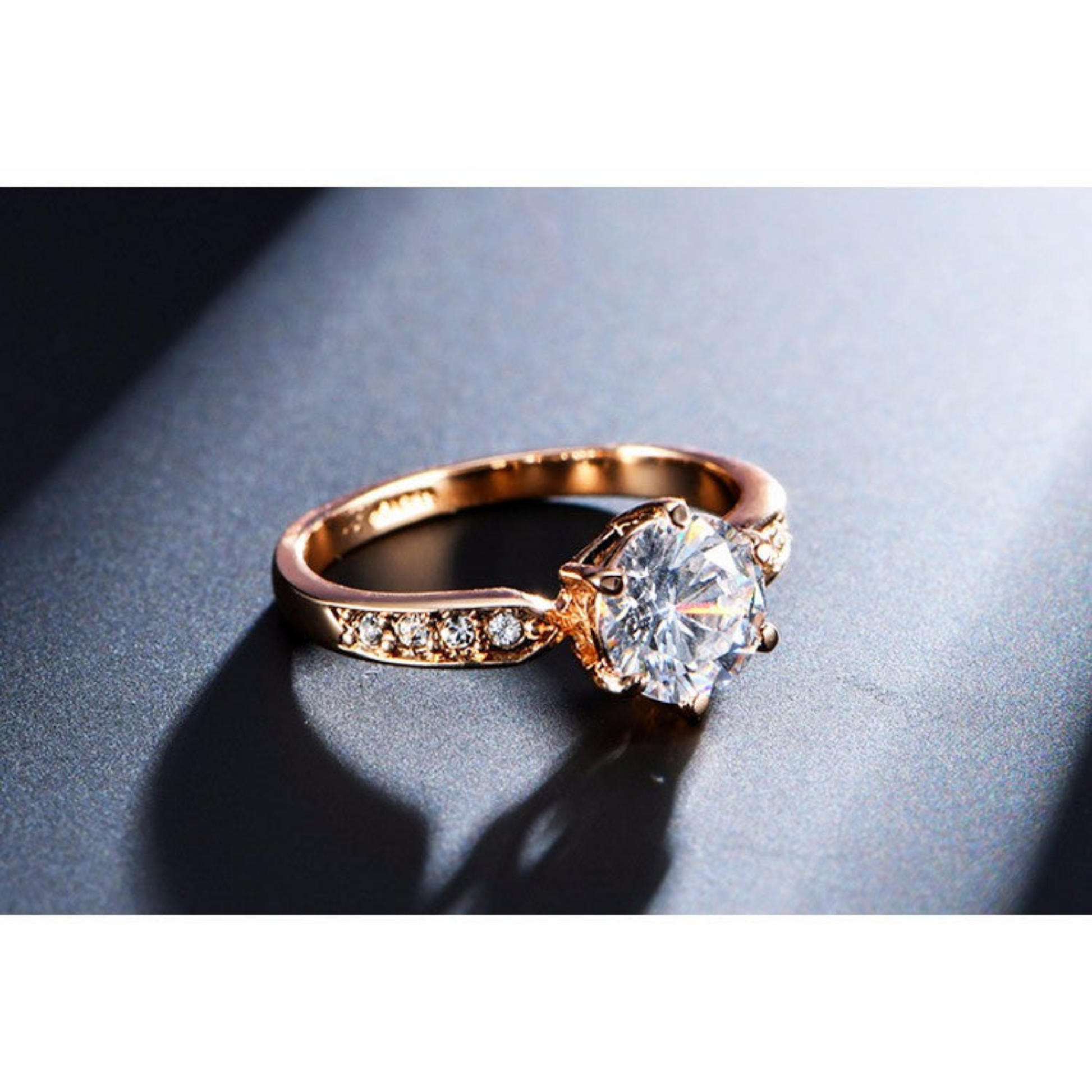 Luxe Cubic Zirconia Solitaire Ring | Fake Engagement Ring | Rose Gold or Platinum | Sizes 5.5–9
