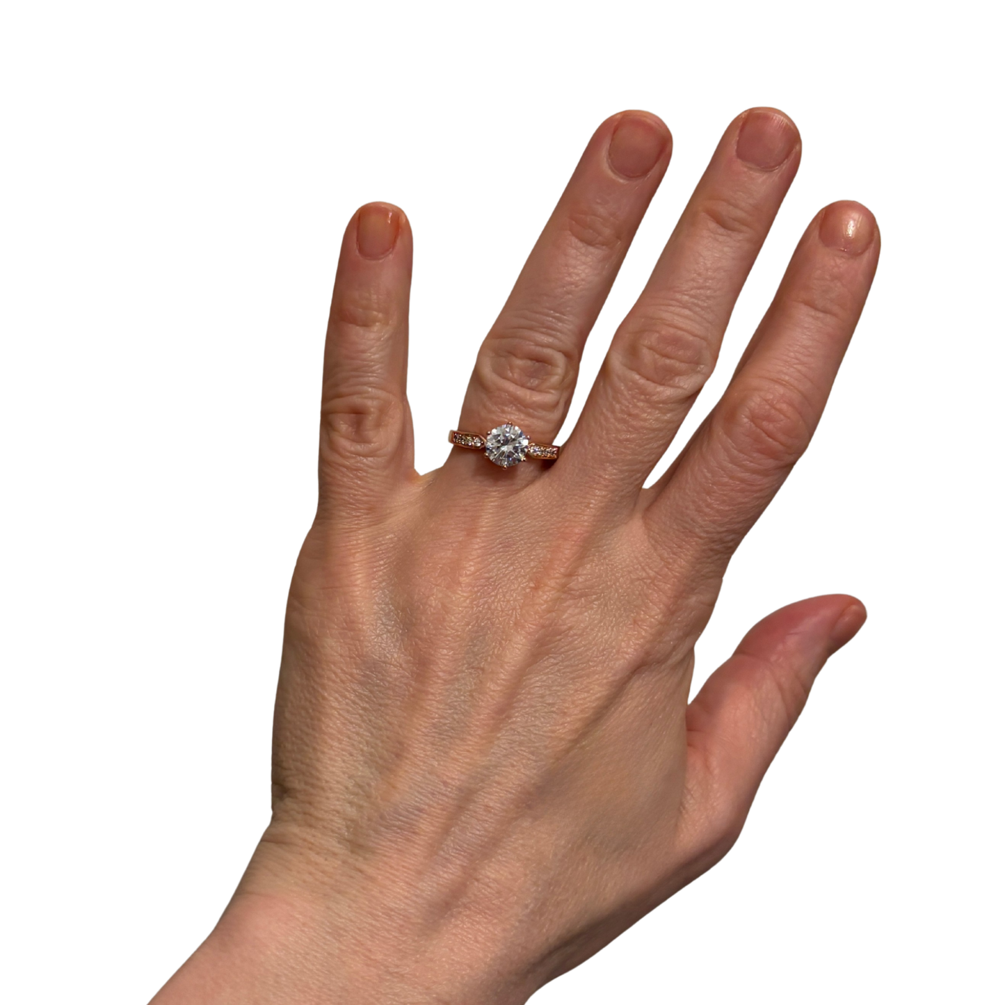 Luxe Cubic Zirconia Solitaire Ring | Fake Engagement Ring | Rose Gold or Platinum | Sizes 5.5–9