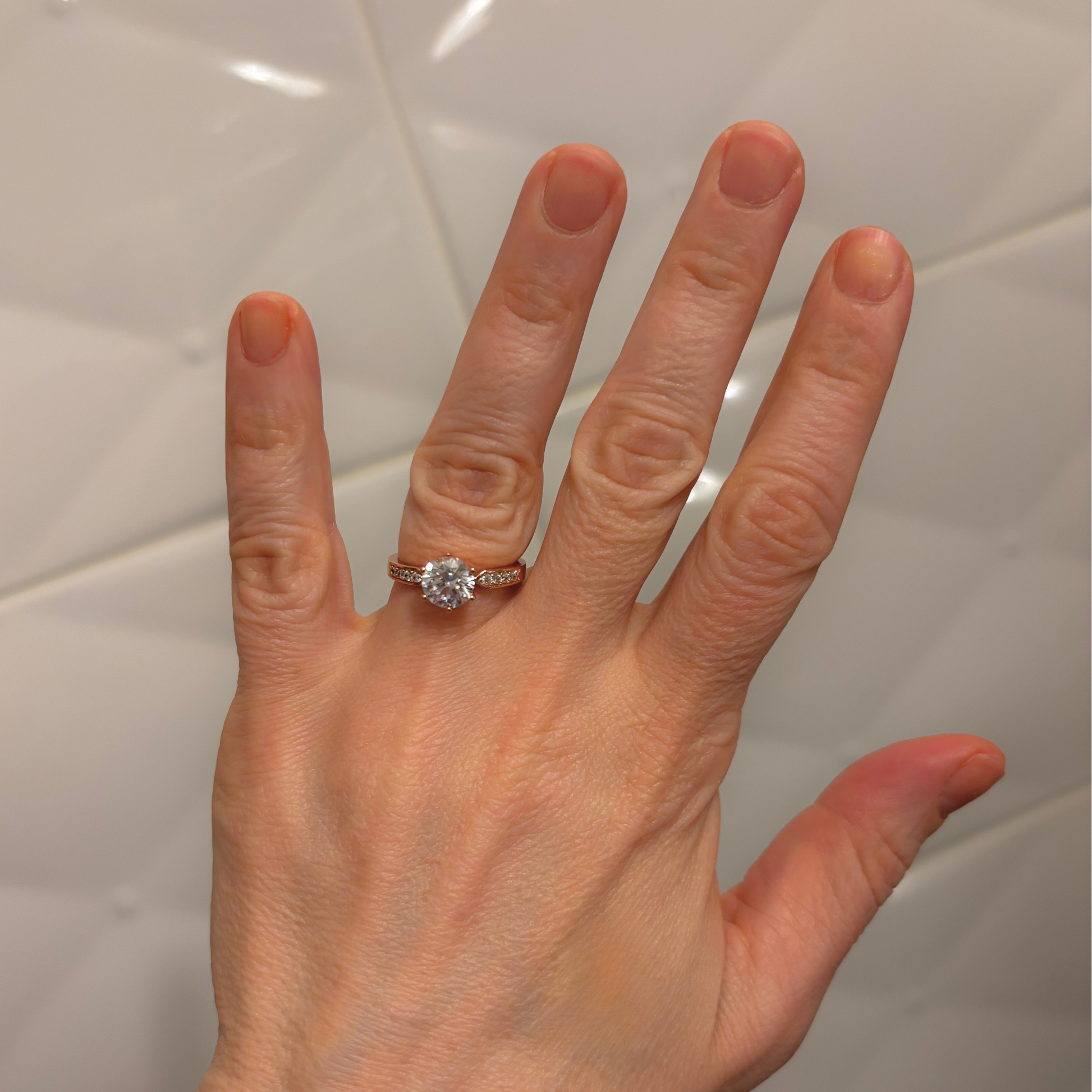 Luxe Cubic Zirconia Solitaire Ring | Fake Engagement Ring | Rose Gold or Platinum | Sizes 5.5–9
