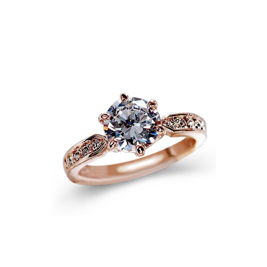 Luxe Cubic Zirconia Solitaire Ring | Fake Engagement Ring | Rose Gold or Platinum | Sizes 5.5–9