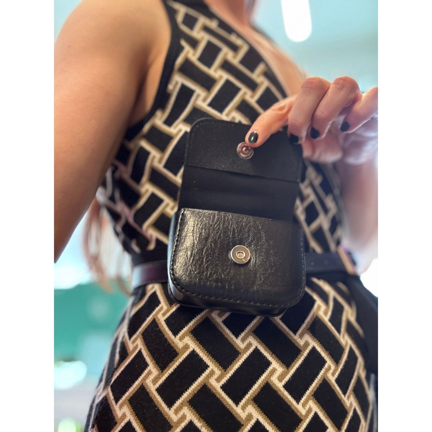 Luxe Mini Faux Leather Belt Bag in Black | Gold Hardware Elevated Belt Bag