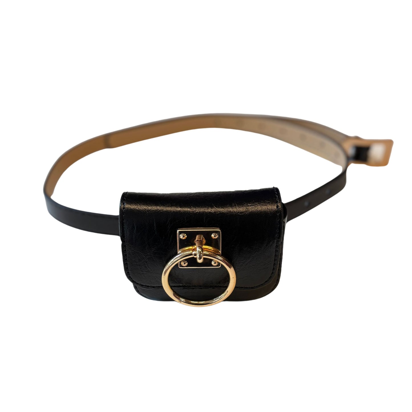 Luxe Mini Faux Leather Belt Bag in Black | Gold Hardware Elevated Belt Bag