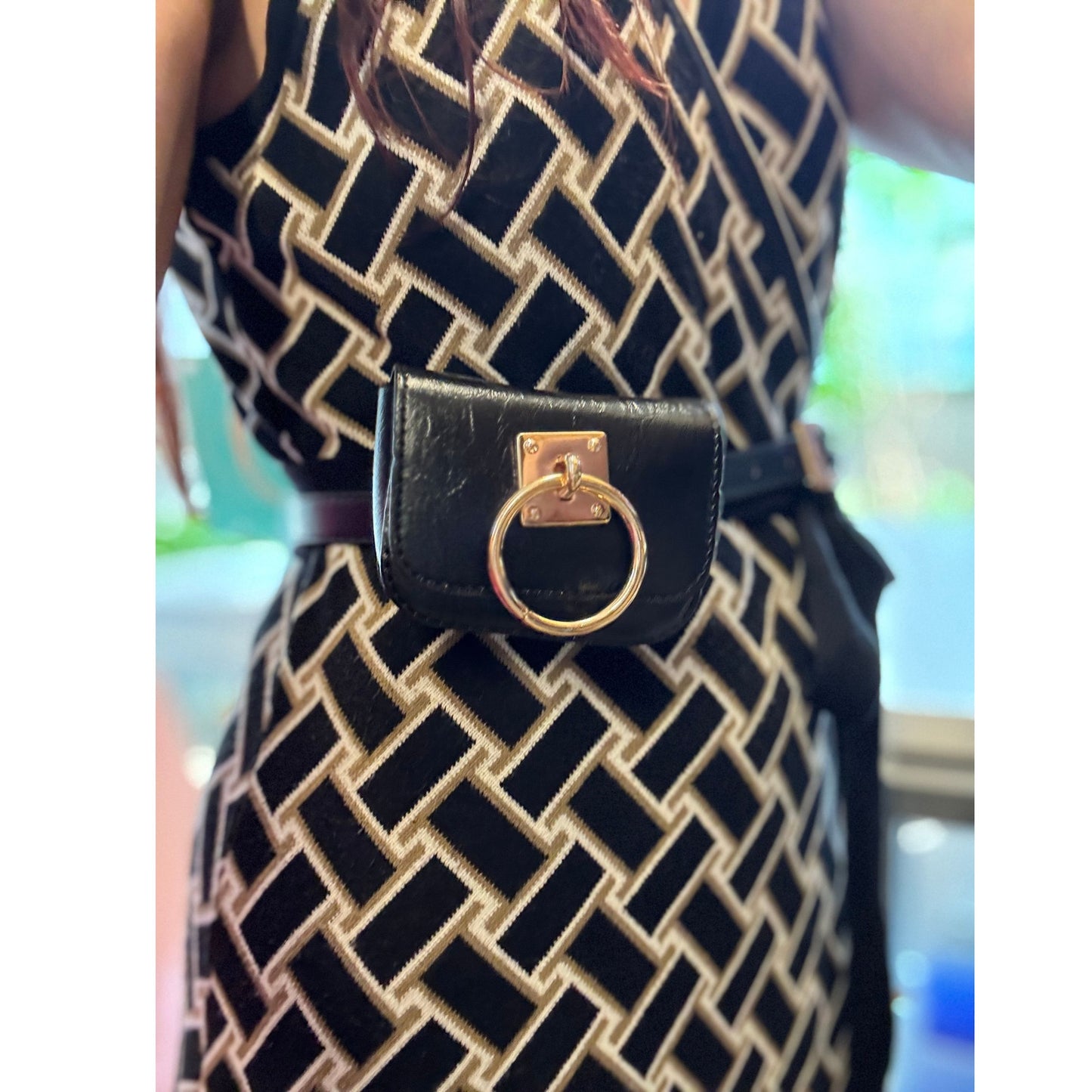 Luxe Mini Faux Leather Belt Bag in Black | Gold Hardware Elevated Belt Bag