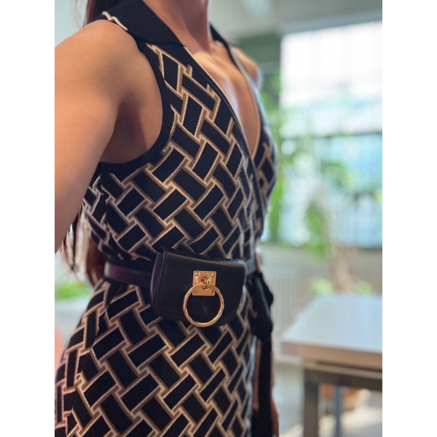 Luxe Mini Faux Leather Belt Bag in Black | Gold Hardware Elevated Belt Bag
