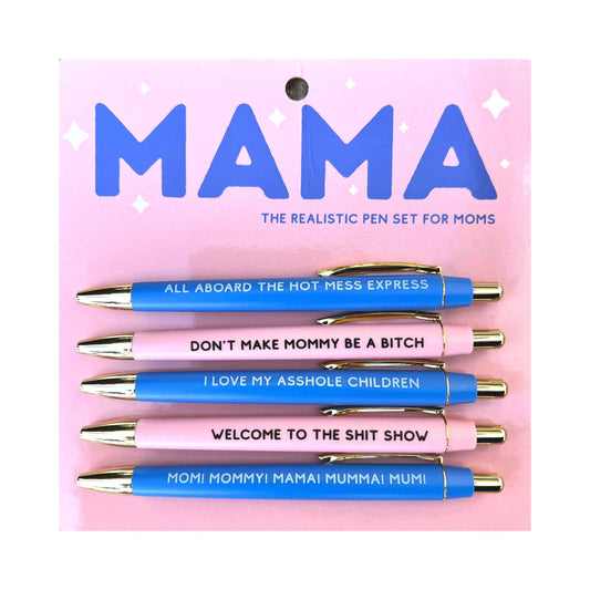 MAMA, the Realistic Pen Set for Moms | 5 Funny Pens Packaged for Gifting
