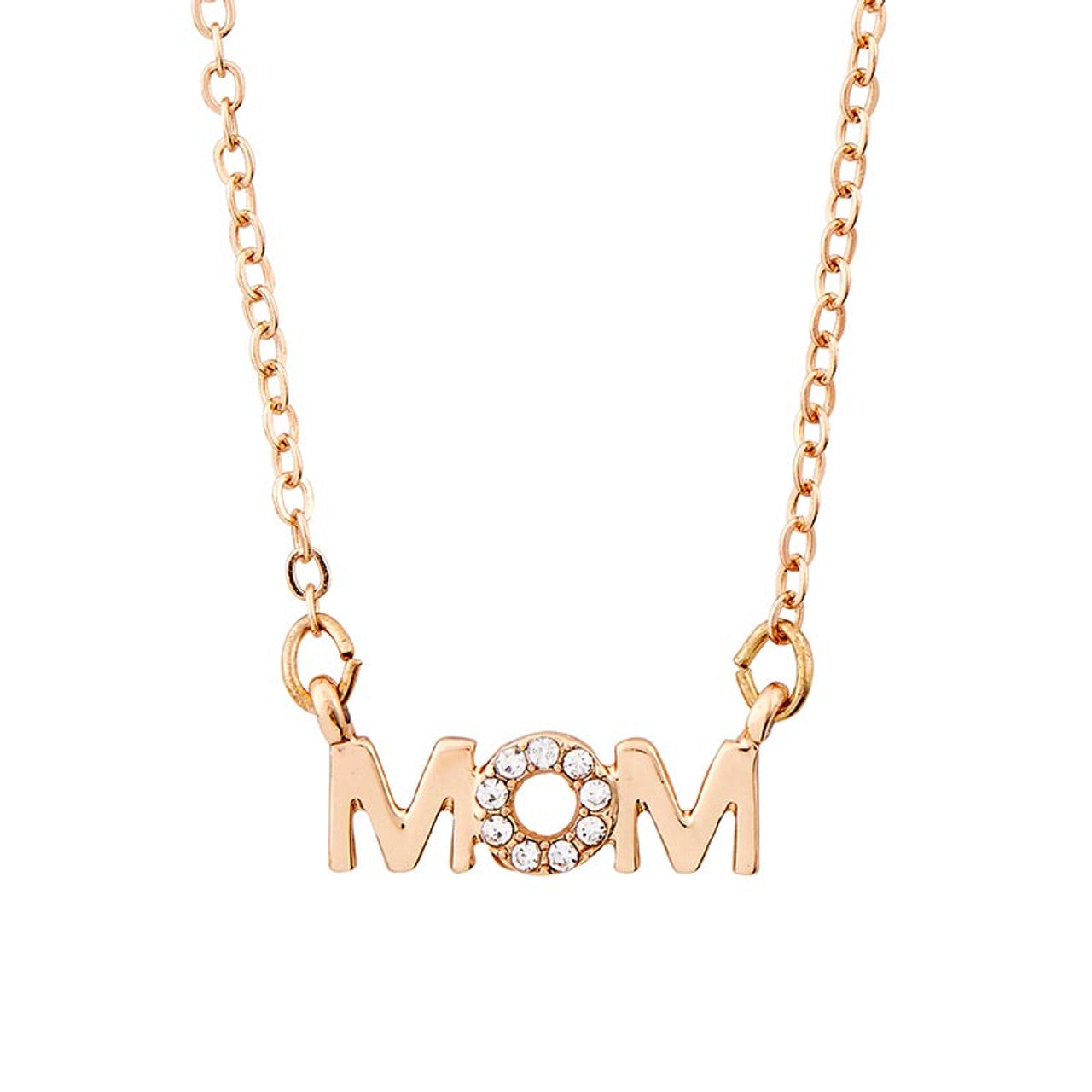 MOM Nameplate Necklace | Mom Gift Gold Tone Jewelry | 18" Long