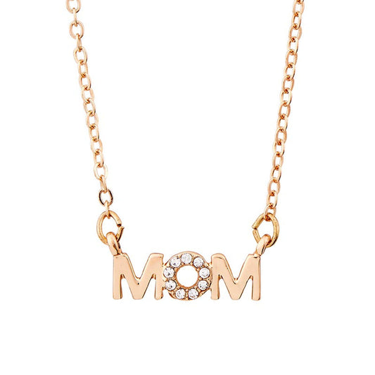 MOM Nameplate Necklace | Mom Gift Gold Tone Jewelry | 18" Long