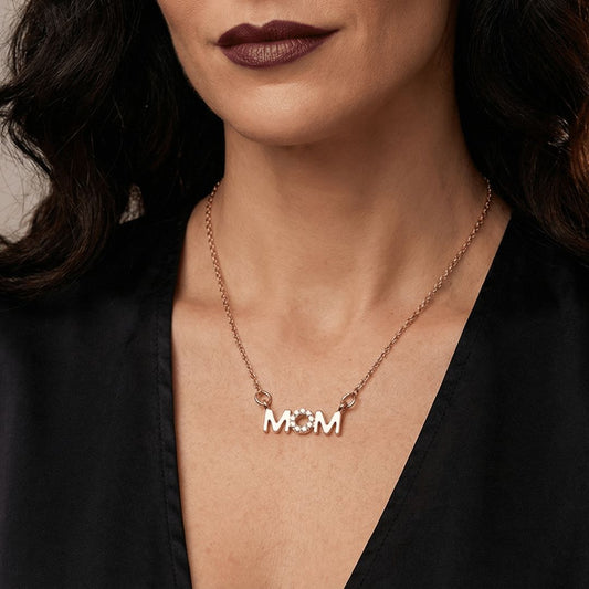 MOM Nameplate Necklace | Mom Gift Gold Tone Jewelry | 18" Long