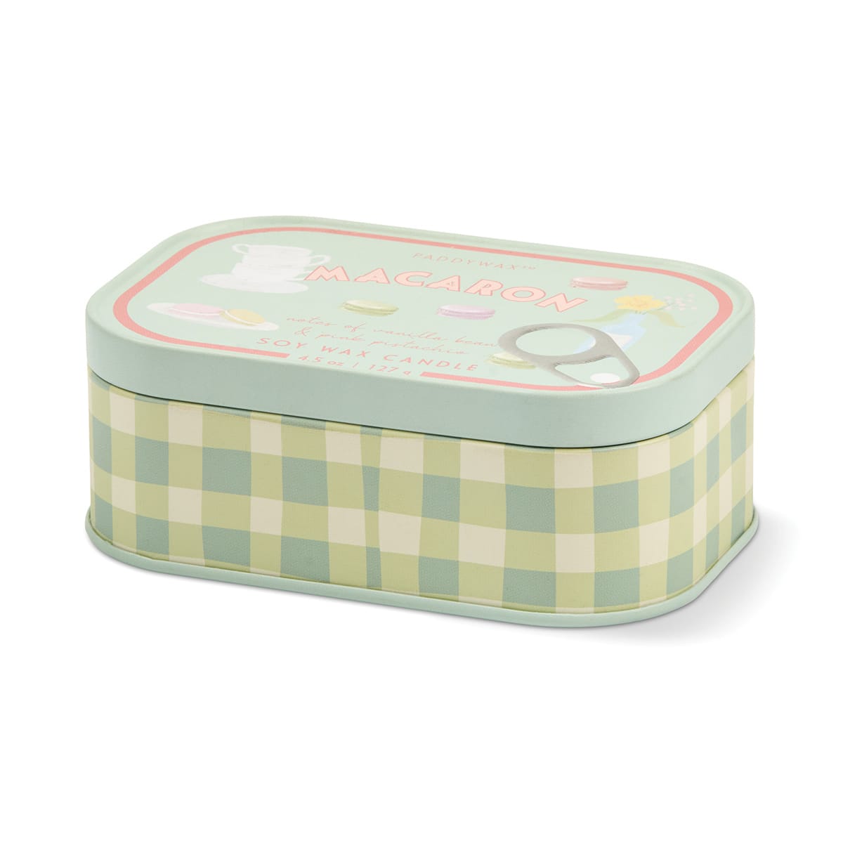 Macaron Bistro Tin Candle - open