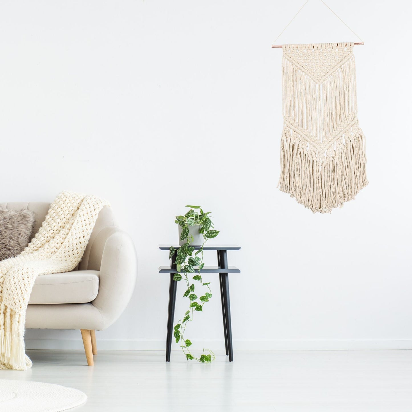 Macramé Pursuit Bohemian Wall Hanging Decor | Copper Hardware | 13" x 22"