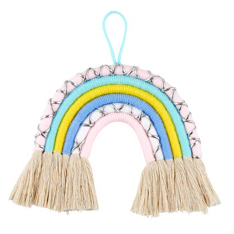 Macrame Wall Hanging Pastel Rainbow Decor 11" x 10"