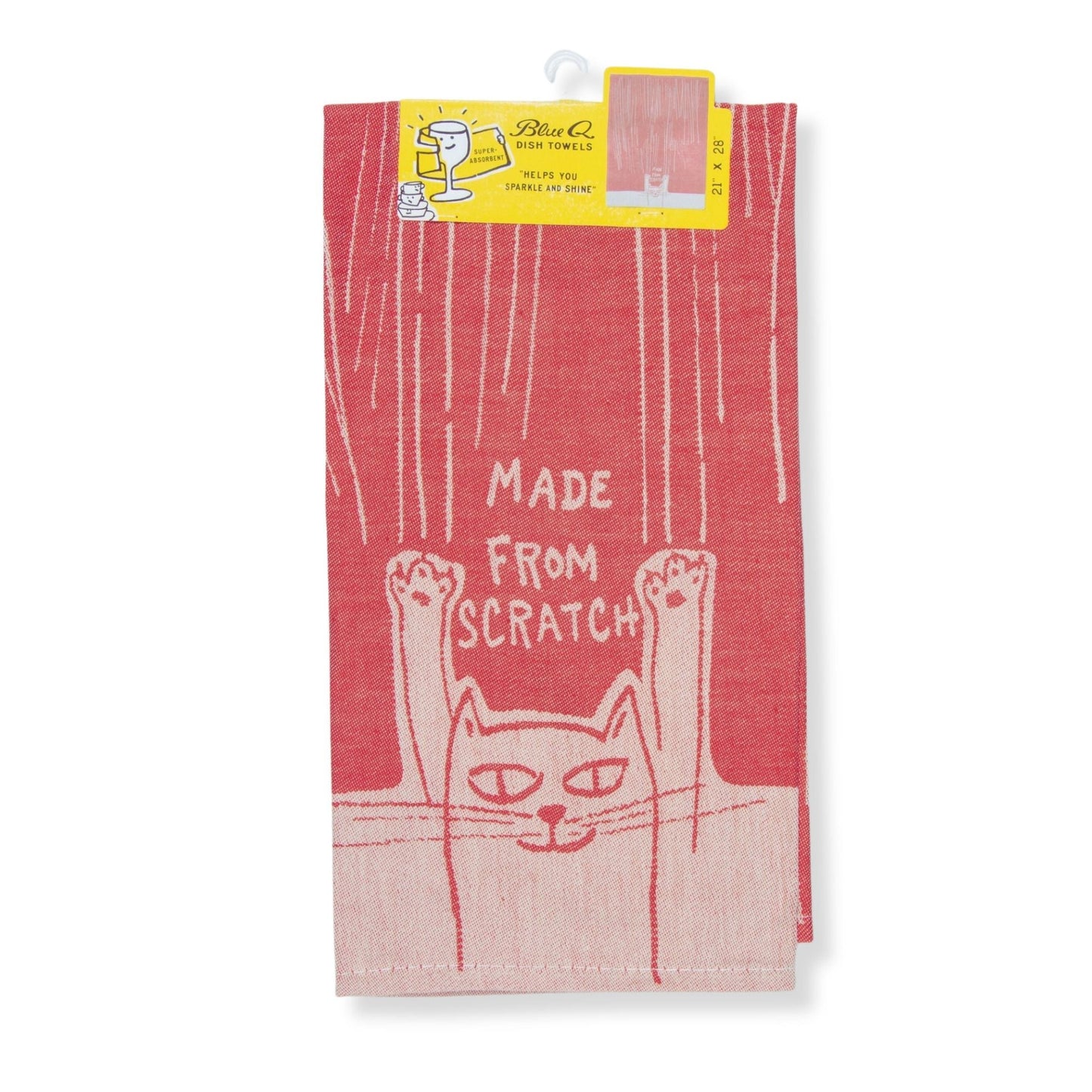 Made From Scratch Kitty Cat Woven Funny Snarky Dish Cloth Towel | Soft Absorbent Jacquard | 100% Cotton Hand or Tea Towel 21" x 28"