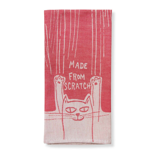 Made From Scratch Kitty Cat Woven Funny Snarky Dish Cloth Towel | Soft Absorbent Jacquard 100% Cotton Hangable Towel 21" x 28" | BlueQ at GetBullish