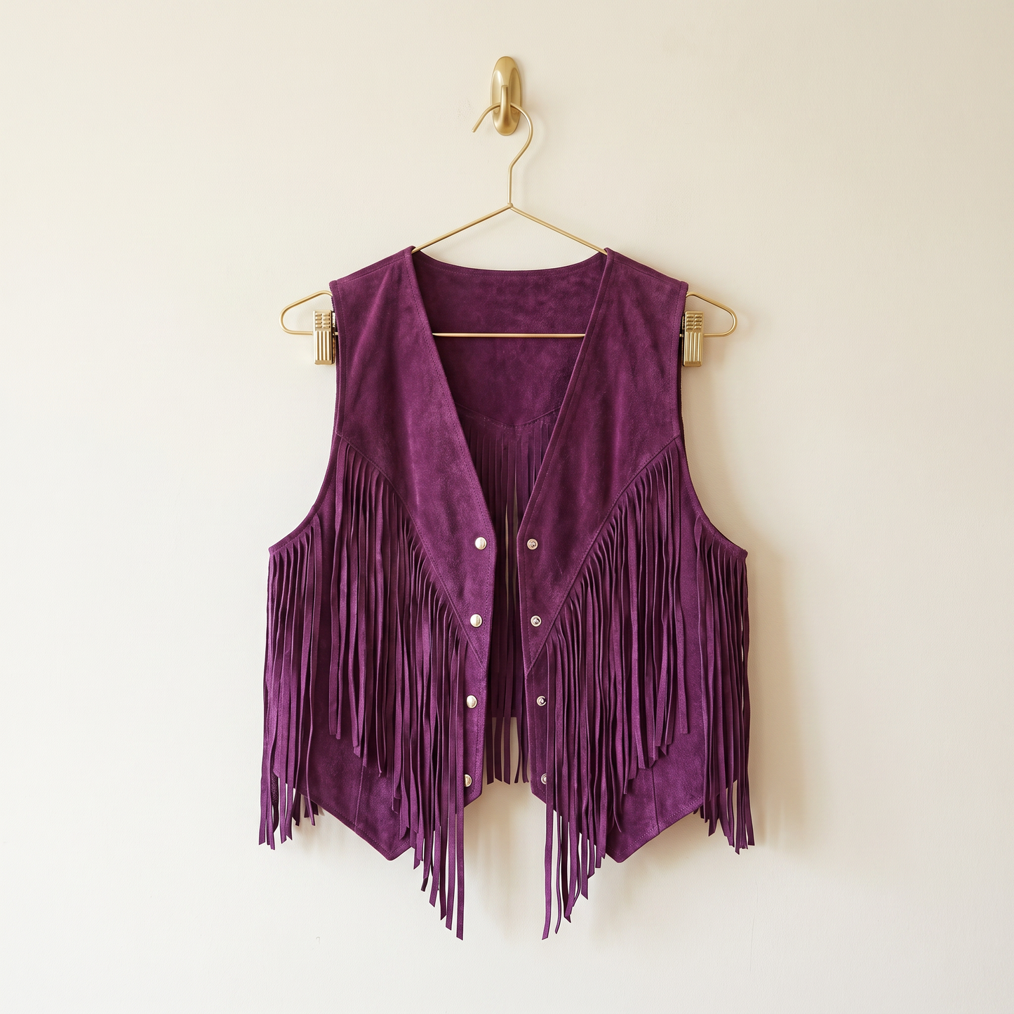 Magenta Cropped Fringe Vest | Western Boho Fringe