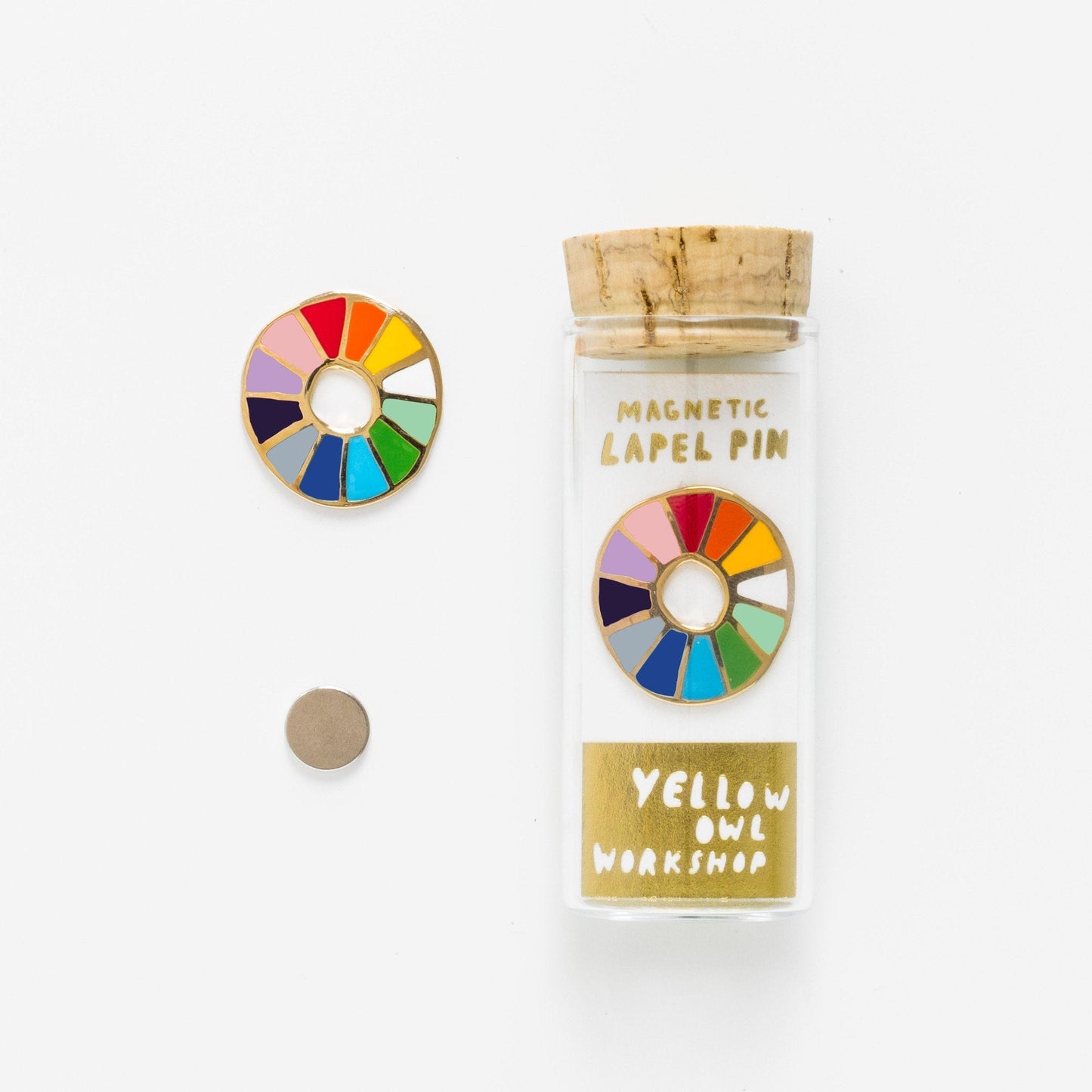 Magnetic Color Wheel Lapel Pin in Glass Gift Vial