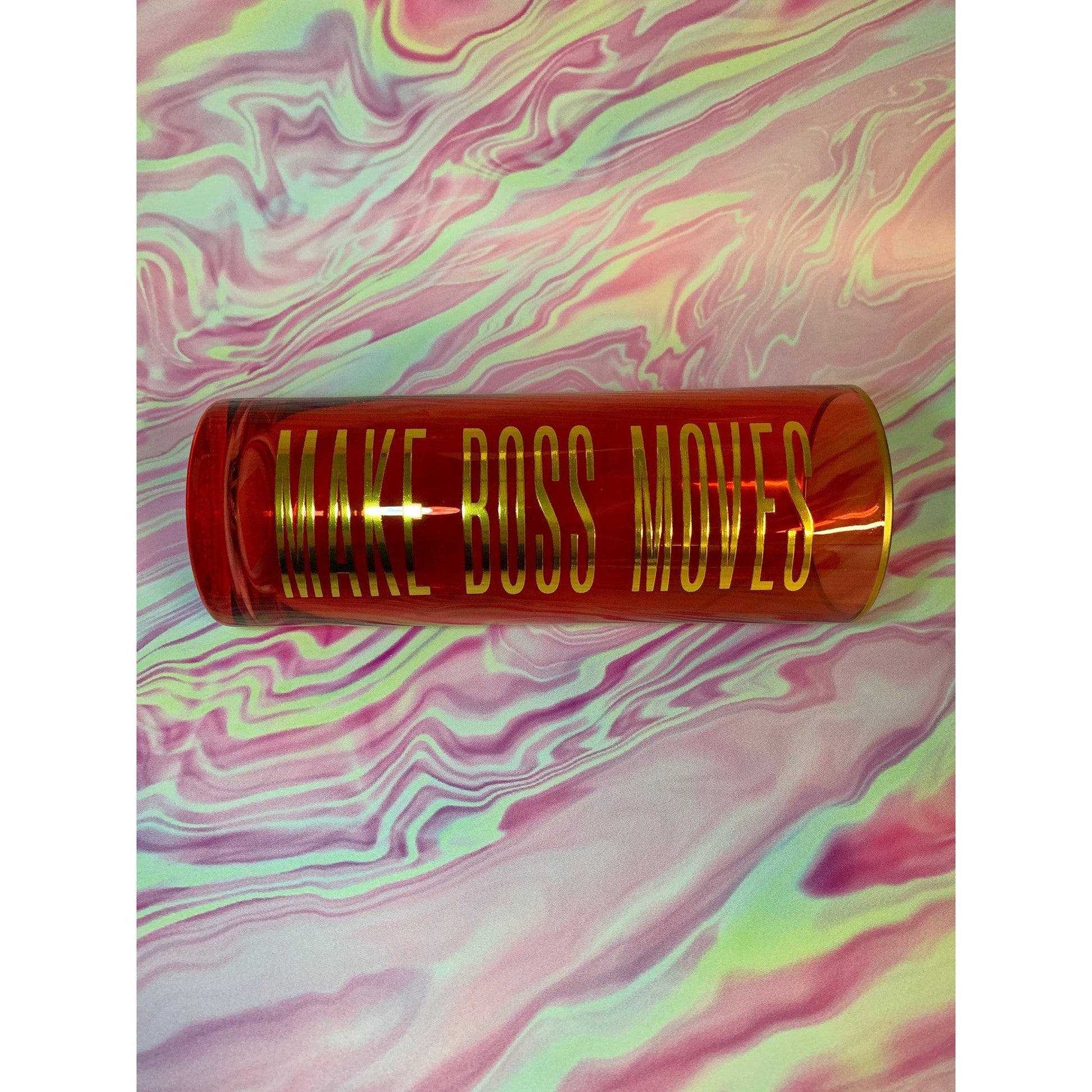 Make Boss Moves Collins Glass in Coral and Gold