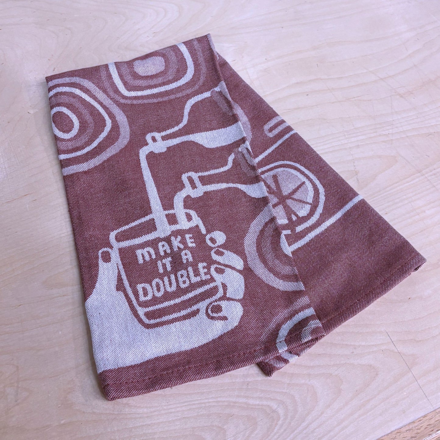 Make It A Double Whiskey Themed Woven Funny Snarky Dish Jacquard Towel | BlueQ at GetBullish
