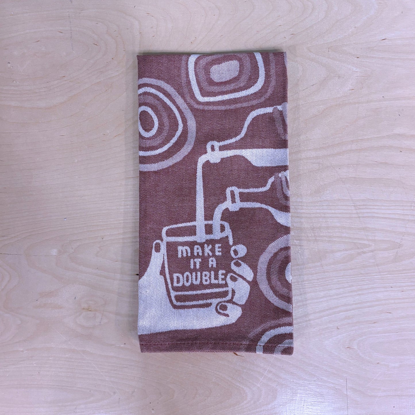 Make It A Double Whiskey Themed Woven Funny Snarky Dish Jacquard Towel | BlueQ at GetBullish