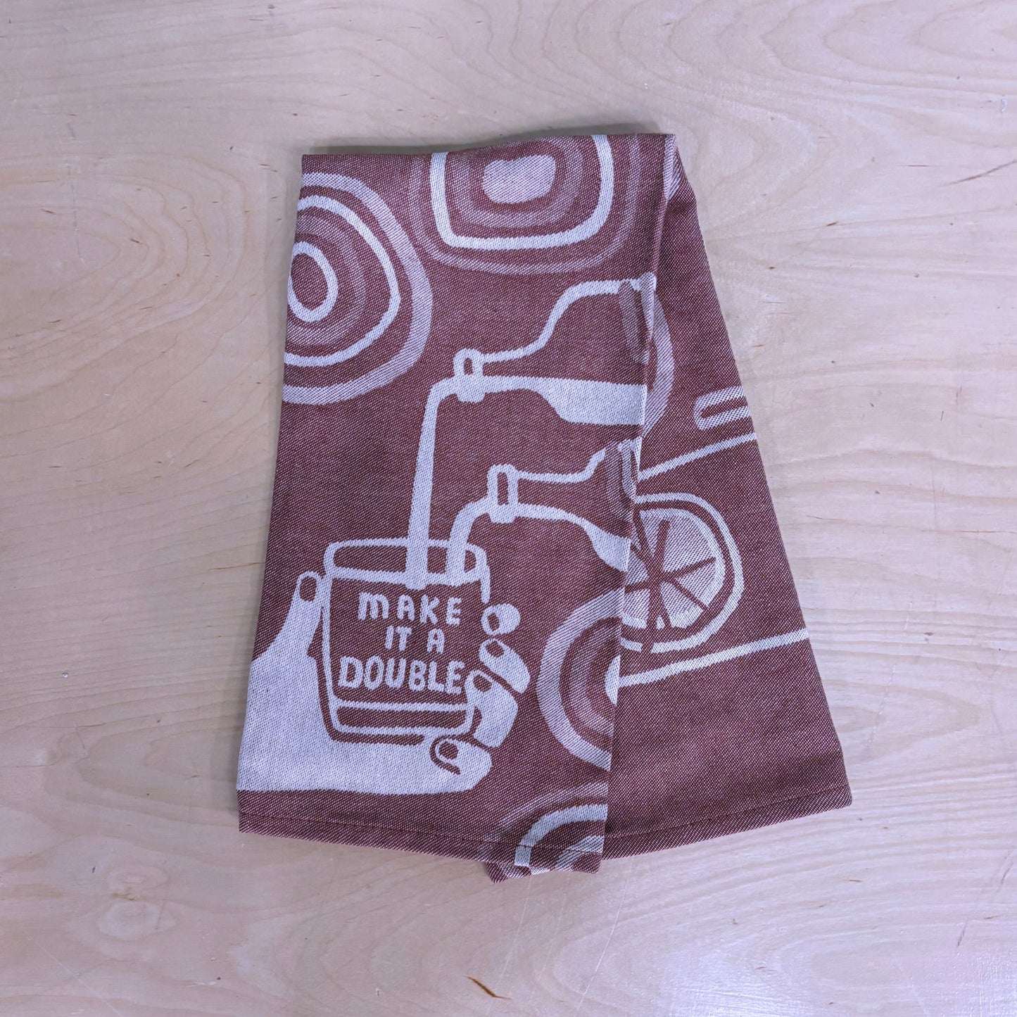Make It A Double Whiskey Themed Woven Funny Snarky Dish Jacquard Towel | BlueQ at GetBullish