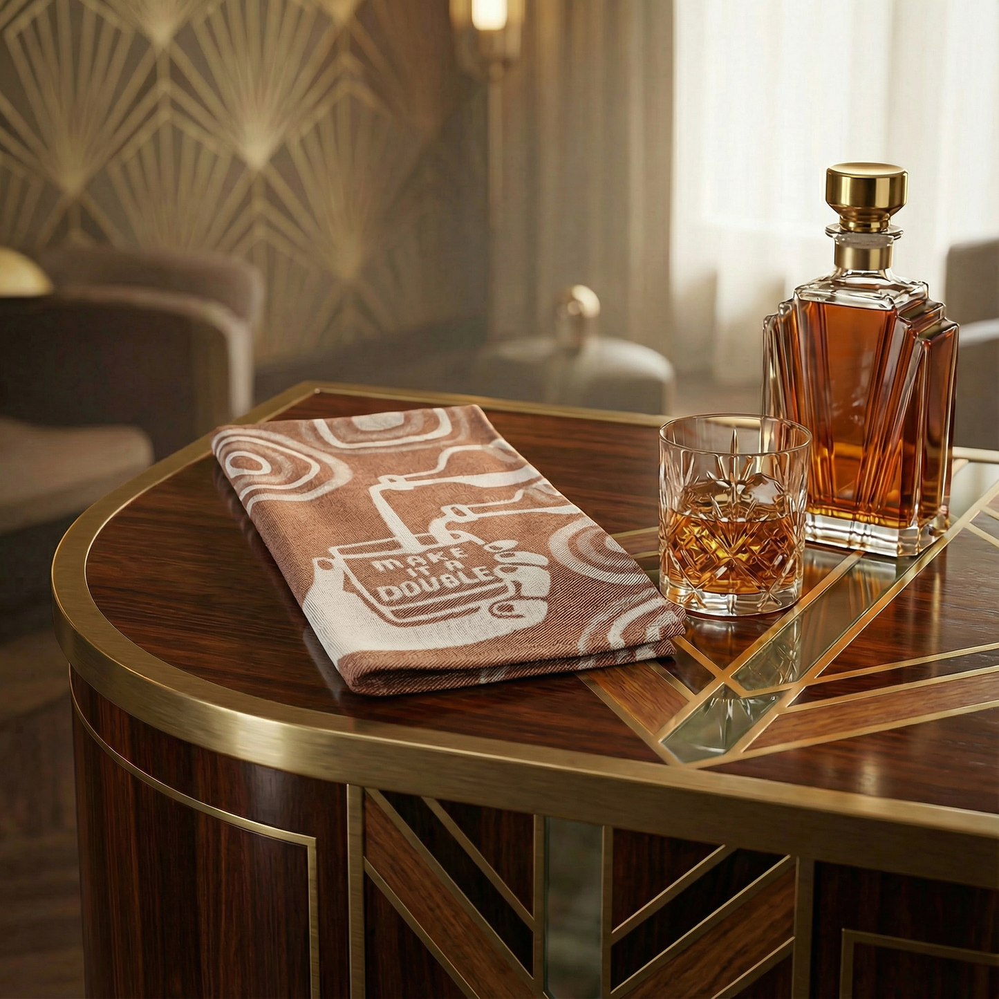 Make It A Double Whiskey Themed Woven Funny Snarky Dish Jacquard Towel | BlueQ at GetBullish