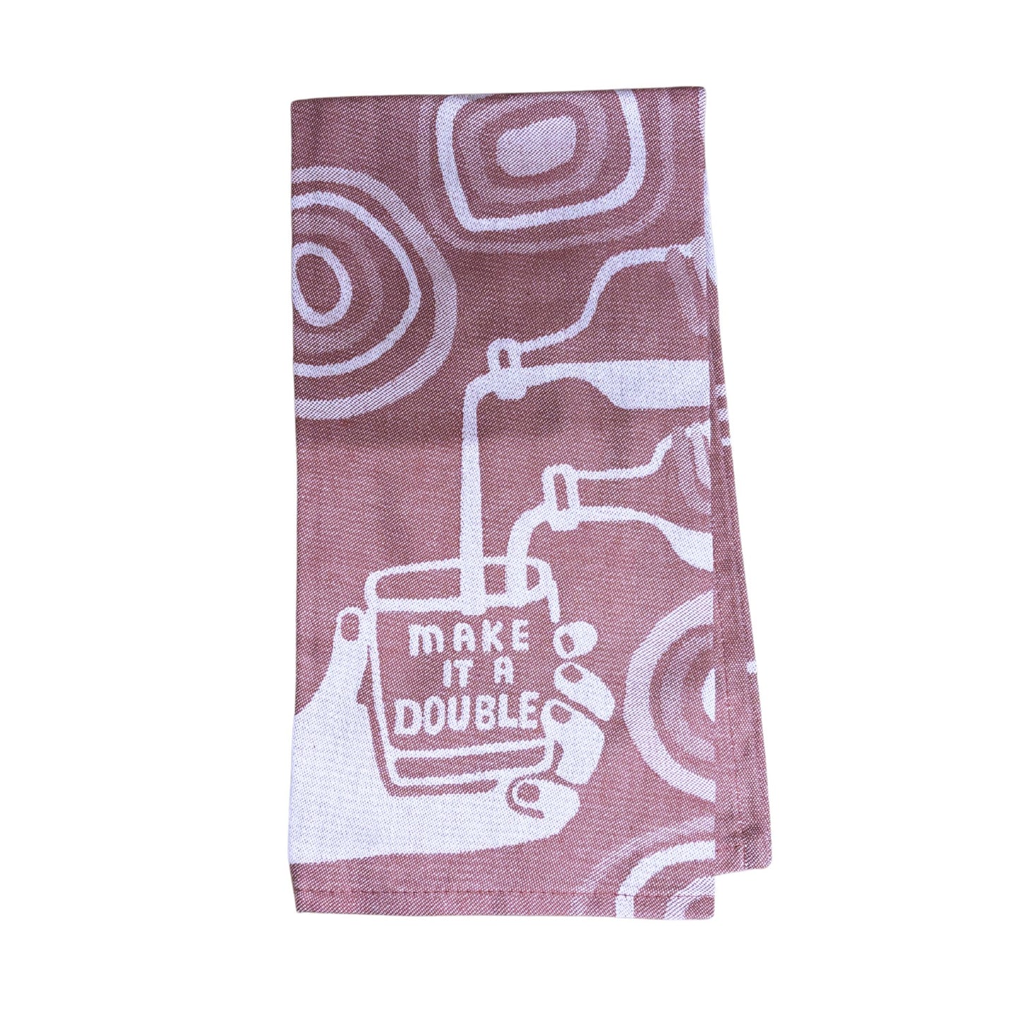 Make It A Double Whiskey Themed Woven Funny Snarky Dish Jacquard Towel | BlueQ at GetBullish