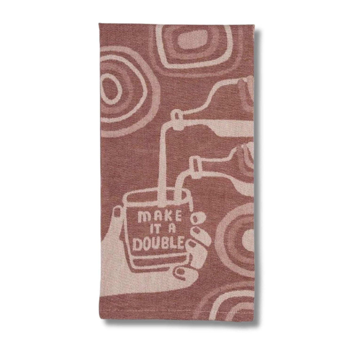 Make It A Double Whiskey Themed Woven Funny Snarky Dish Jacquard Towel | BlueQ at GetBullish