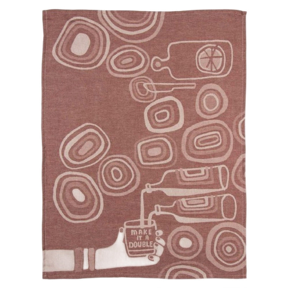 Make It A Double Whiskey Themed Woven Funny Snarky Dish Jacquard Towel | BlueQ at GetBullish