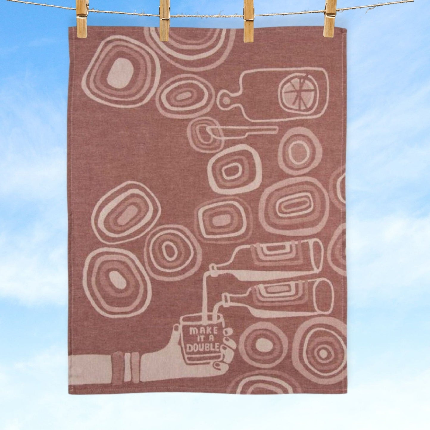 Make It A Double Whiskey Themed Woven Funny Snarky Dish Jacquard Towel | BlueQ at GetBullish