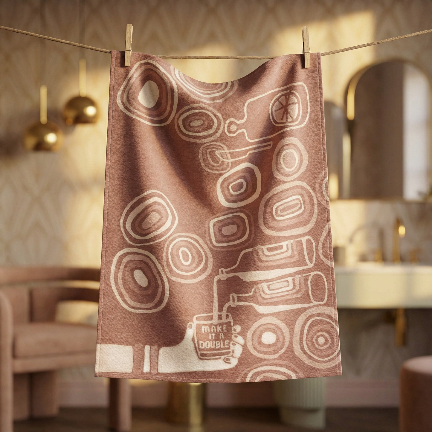 Make It A Double Whiskey Themed Woven Funny Snarky Dish Jacquard Towel | BlueQ at GetBullish