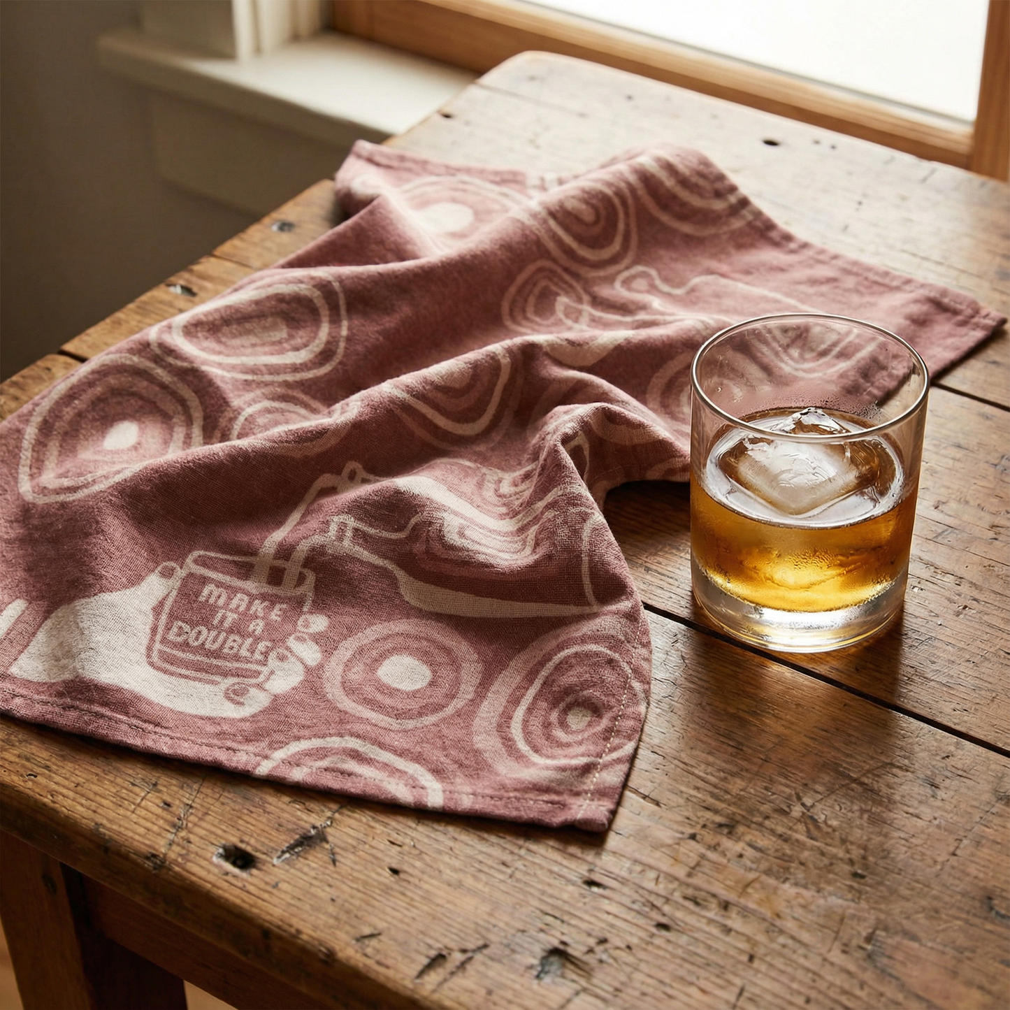 Make It A Double Whiskey Themed Woven Funny Snarky Dish Jacquard Towel | BlueQ at GetBullish