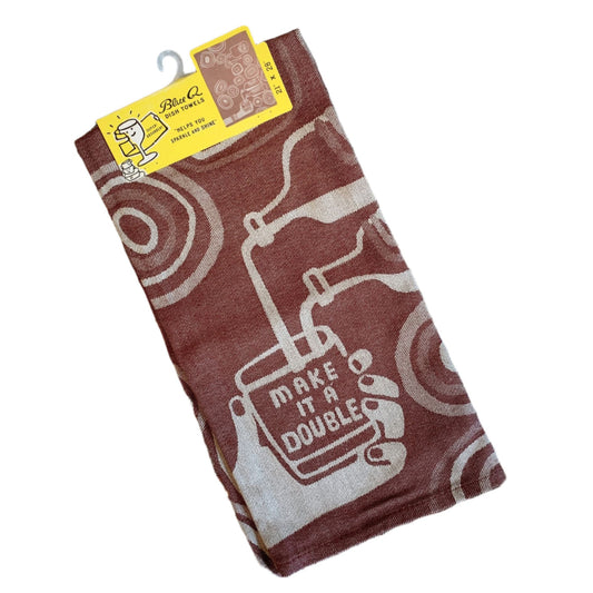 Make It A Double Whiskey Themed Woven Funny Snarky Dish Jacquard Towel | BlueQ at GetBullish