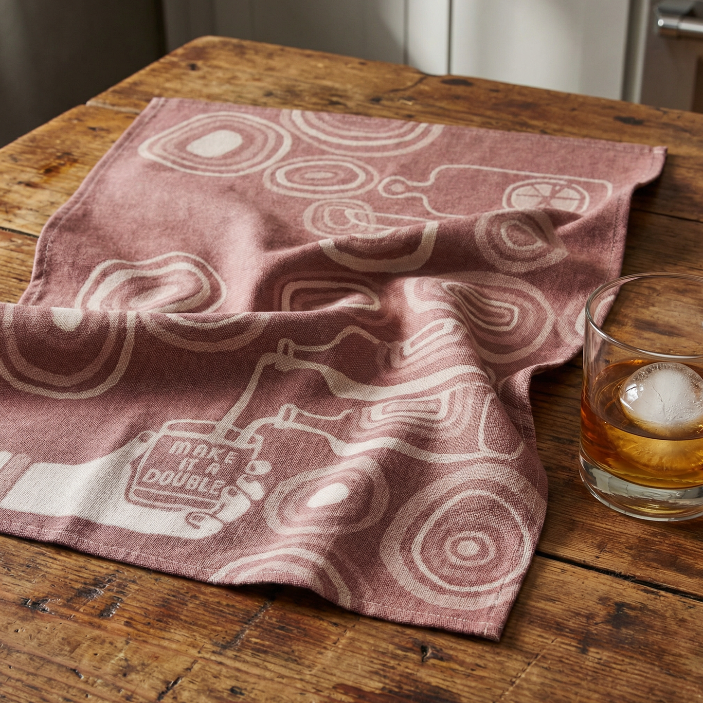 Make It A Double Whiskey Themed Woven Funny Snarky Dish Jacquard Towel | BlueQ at GetBullish