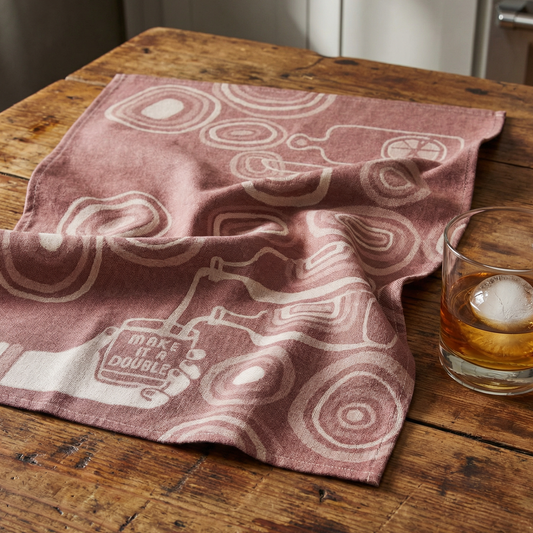 Make It A Double Whiskey Themed Woven Funny Snarky Dish Jacquard Towel | BlueQ at GetBullish
