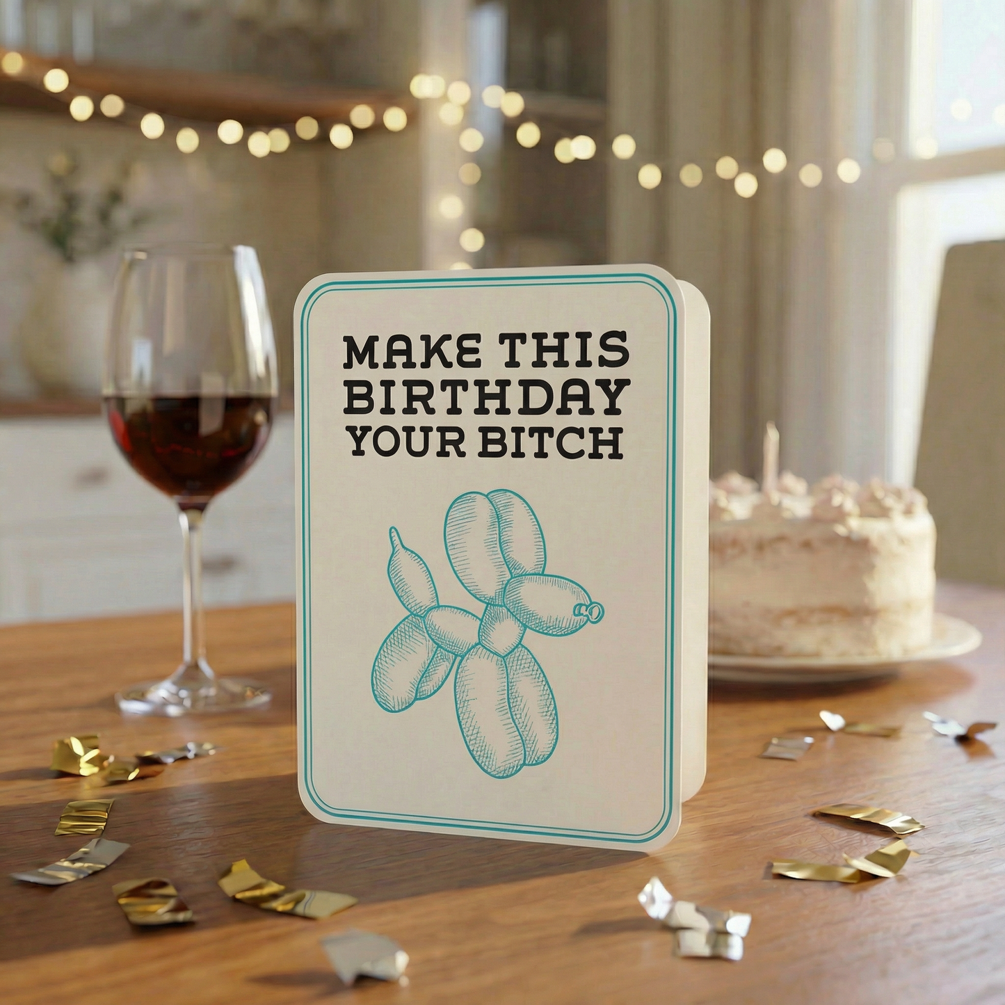 Make This Birthday Your Bitch Deluxe Greeting Card with Sticker | Blank Inside