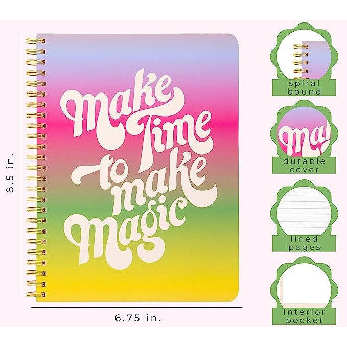 Make Time to Make Magic Rough Draft Mini Notebook | Double-wire Spiral Small Colorful Journal