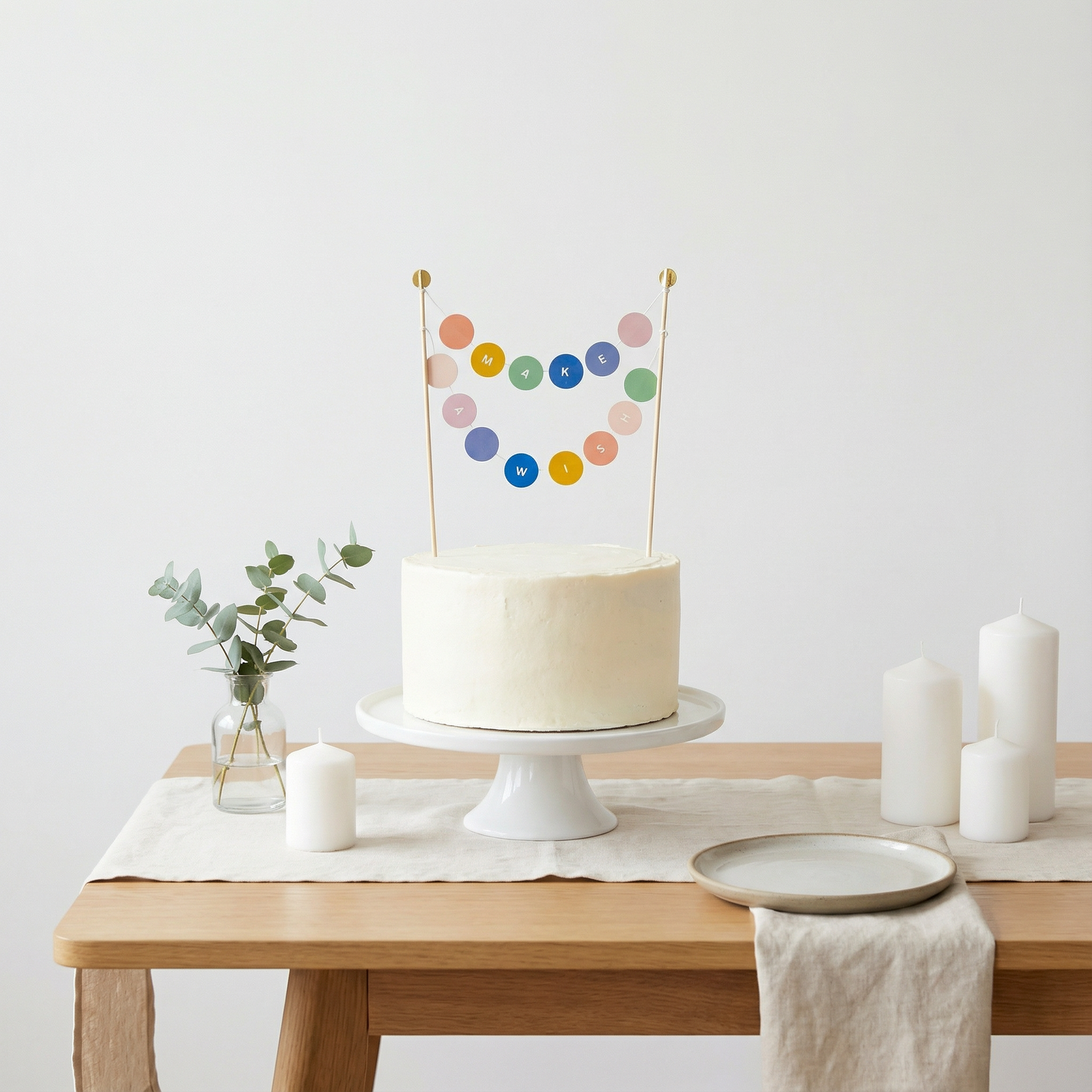 Make a Wish Garland Cake Topper | Cake Decoration | 6.75" x 10"