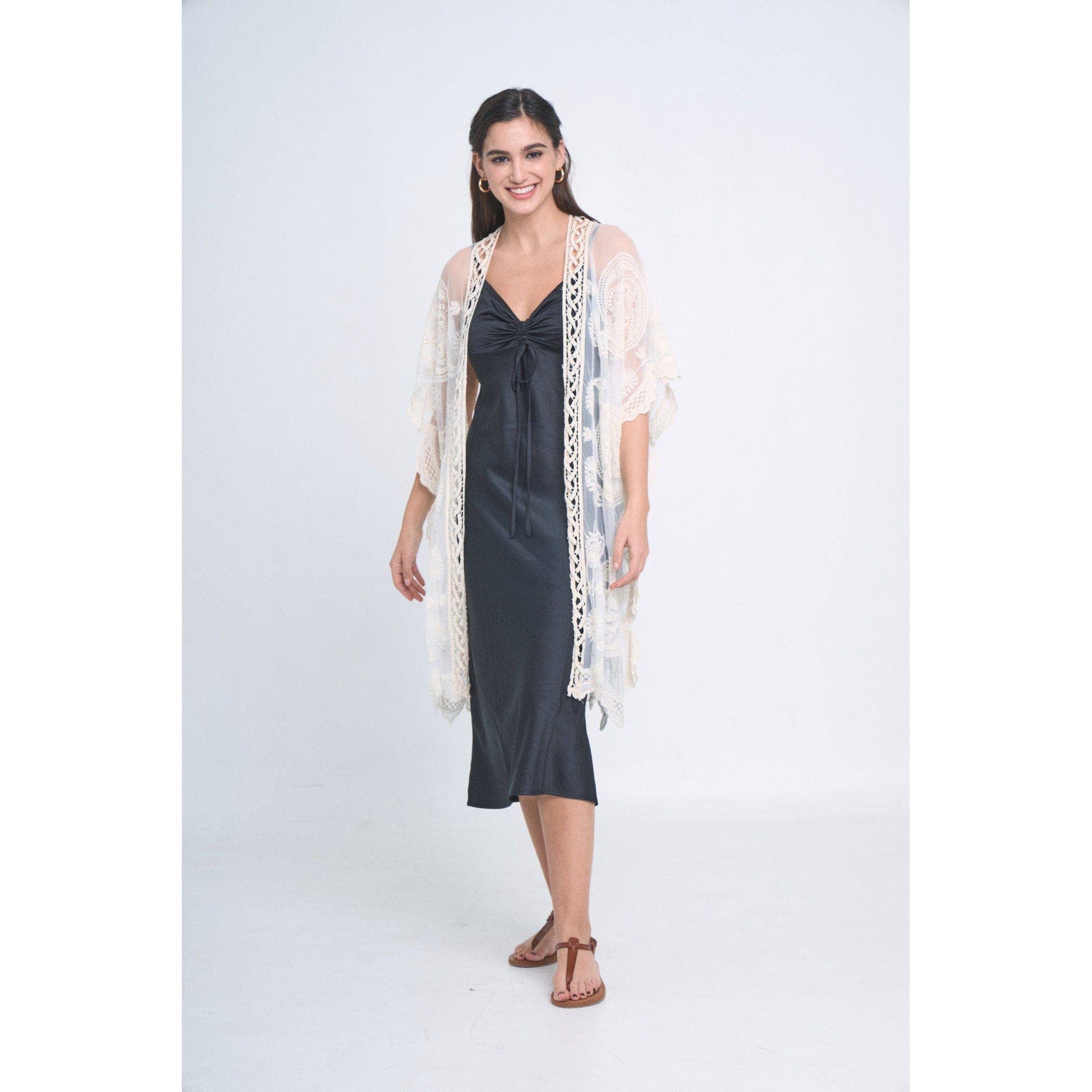 Makenzie Lace Kimono in Ivory | Open Duster (One Size)