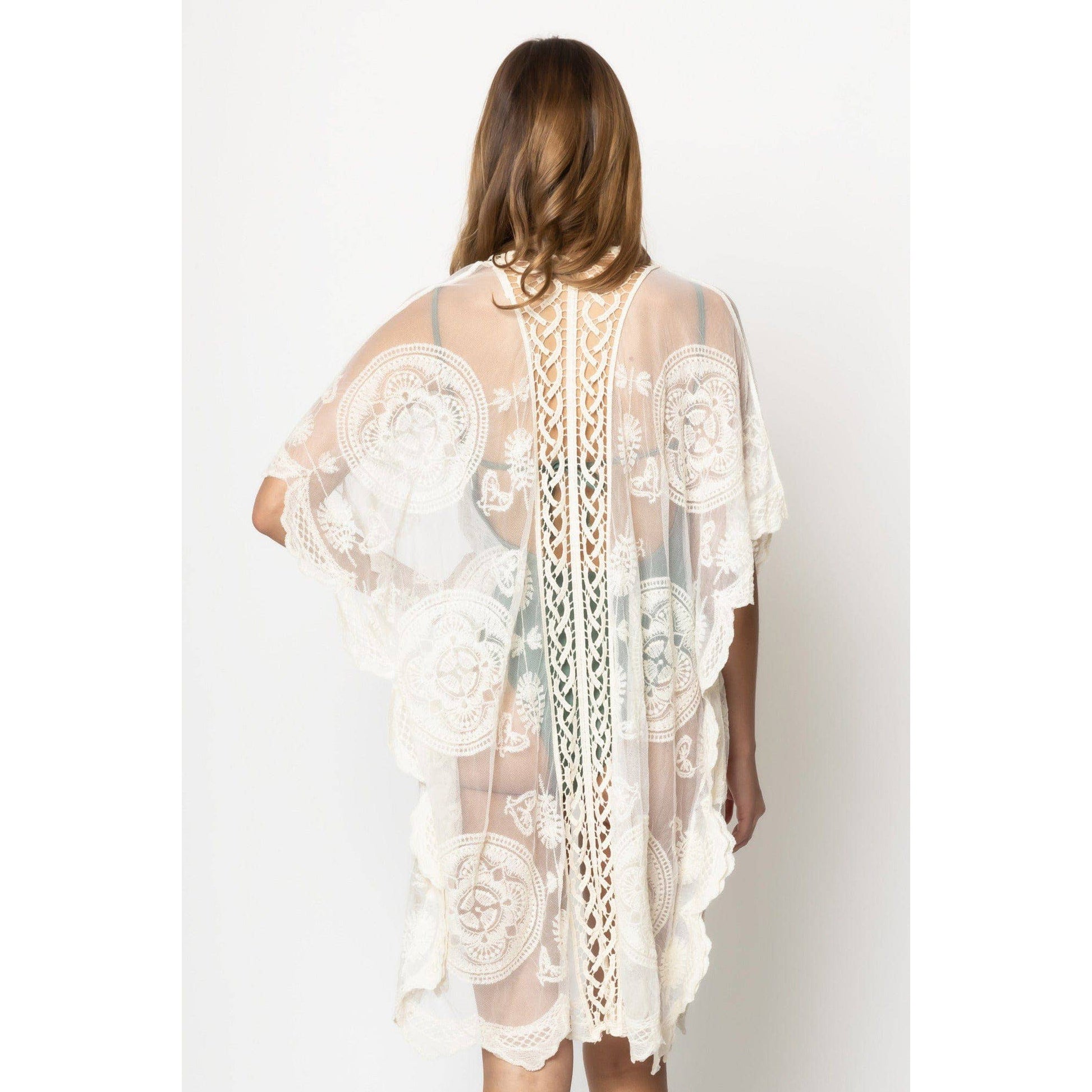 Makenzie Lace Kimono in Ivory | Open Duster (One Size)