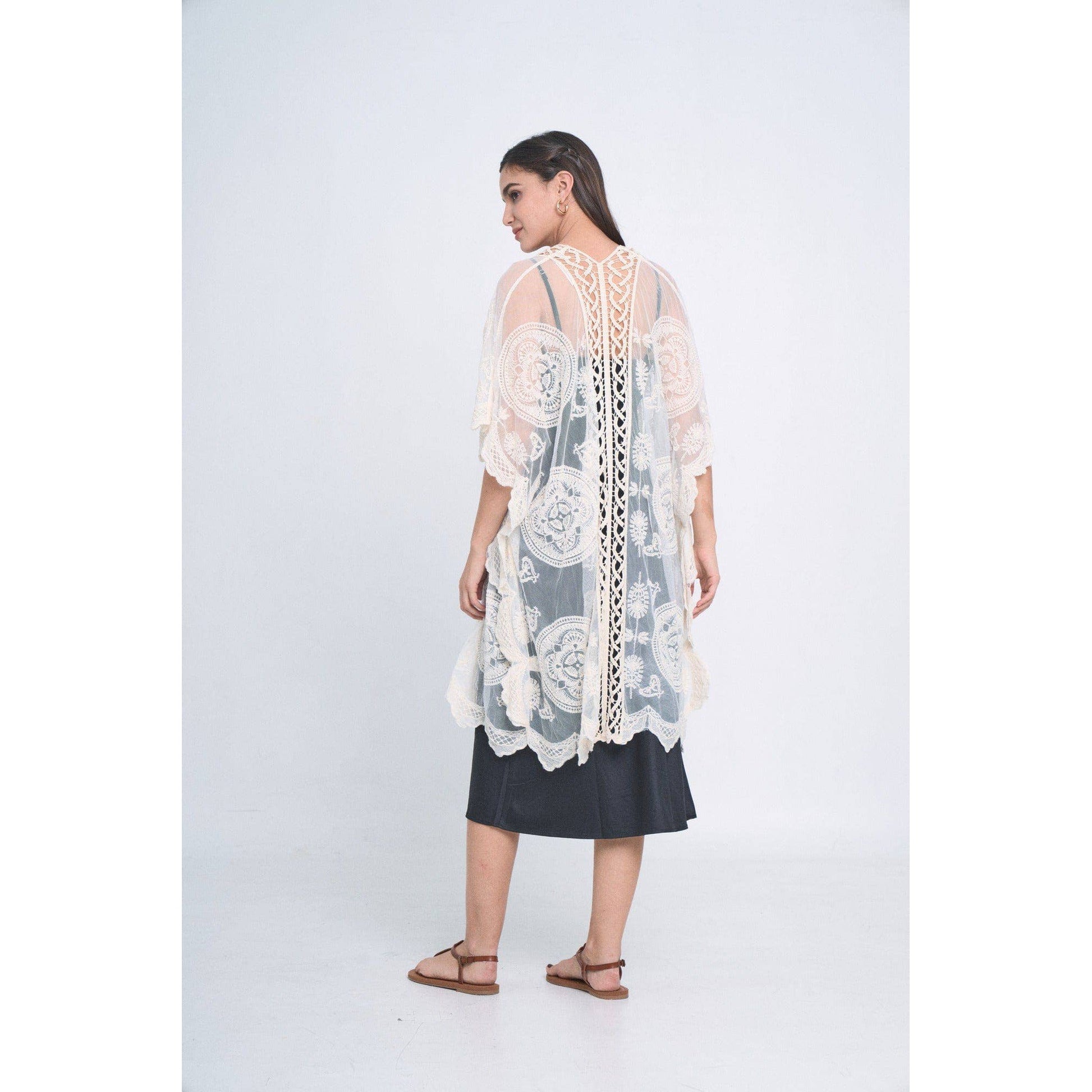 Makenzie Lace Kimono in Ivory | Open Duster (One Size) Makenzie Lace Kimono in Ivory | Open Duster (One Size)