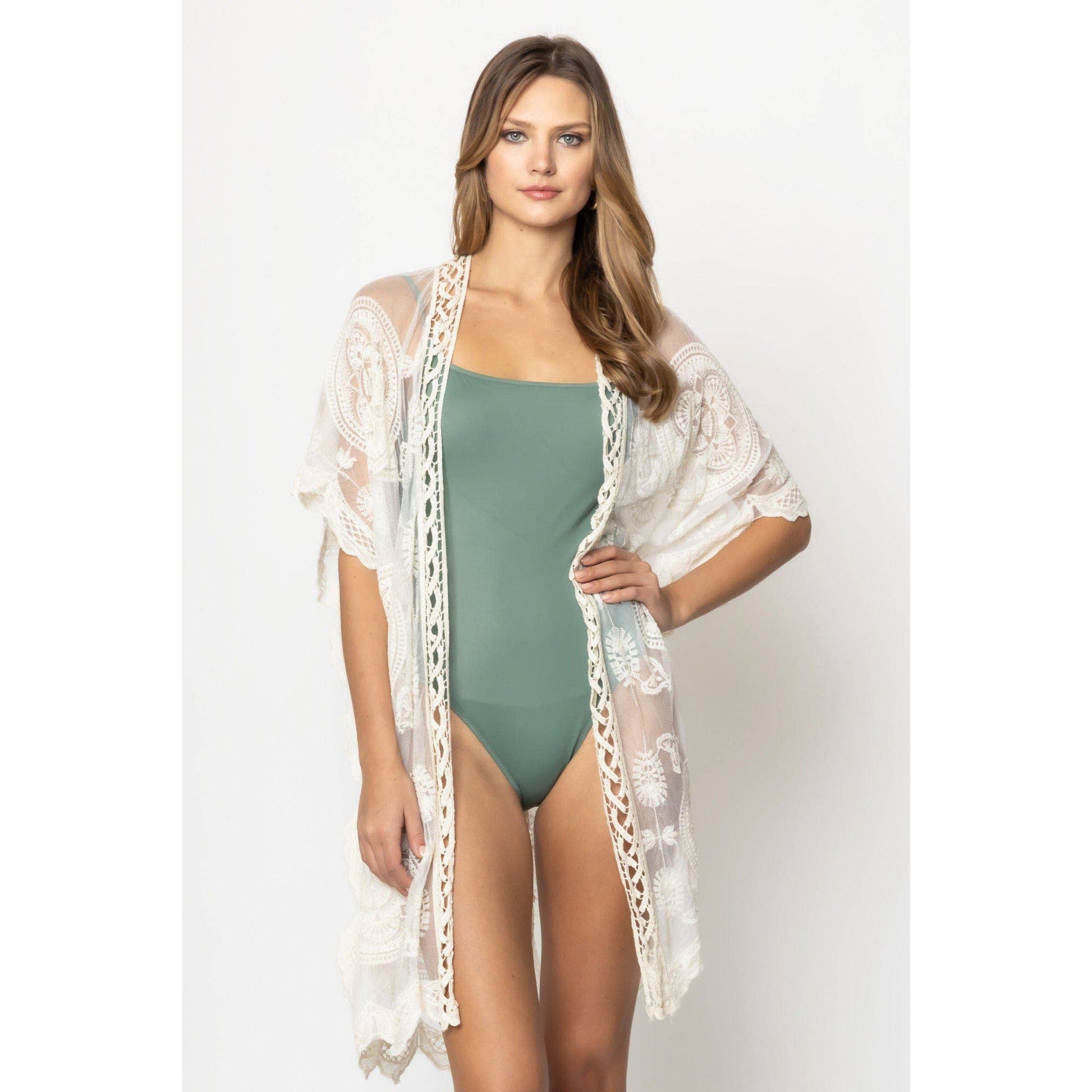 Makenzie Lace Kimono in Ivory | Open Duster (One Size)